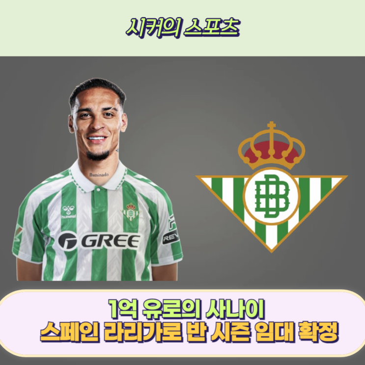 1억 유로의 사나이 <b>안토니 레알 베티스</b> 6개월 <b>임대</b> 확정