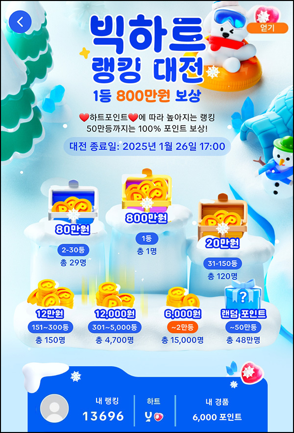 틱톡라이트 빅하트 랭킹대전(현금 1.2만원이상 5,000명,총 50만명)전원_01.22 틱톡라이트 빅하트 랭킹대전(현금 1.2만원이상 5,000명,총 50만명)전원_01.22