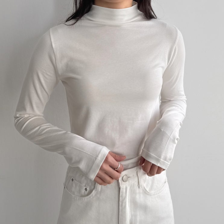  여성 봄 가을 레이어드 하이넥 반목 베이직 긴팔 티셔츠로 스타일 완성!