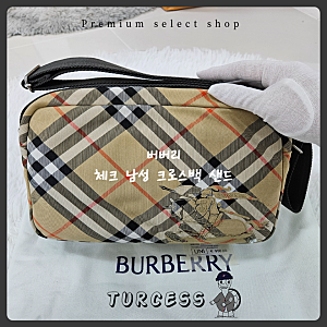 버버리 체크 남성 크로스백 샌드