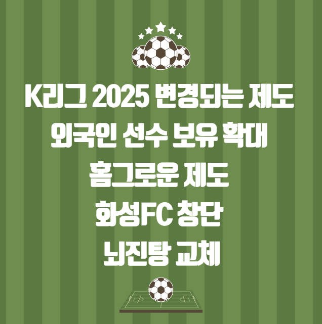<b>K리그</b> 2025 변경되는 제도 <b>외국인</b> 선수 보유 <b>확대</b> 홈그로운... 