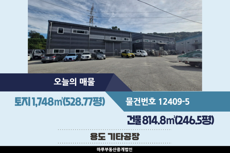  [경기도 광주공장 매매] 도척IC 인근, 차량 11톤 가능, 높은 층고, 2개동, 두 동 모두 임차인 있음, 건물 814.8(246.5평)