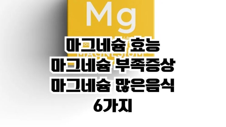  마그네슘 부족증상 불면증 눈밑떨림 Mg 많은음식 6