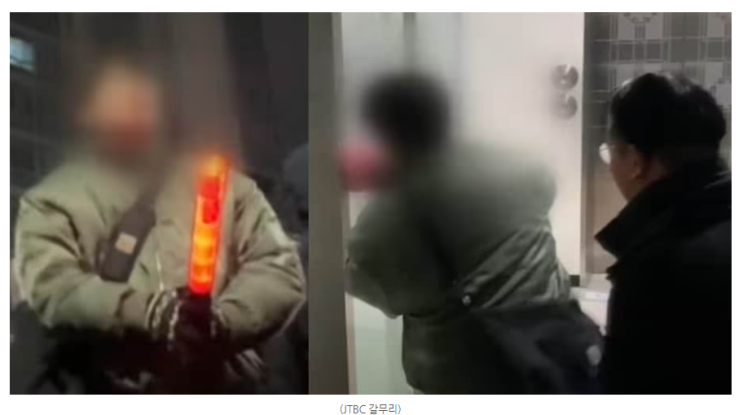 '소화기로 문 부수고, 복도 헤집은 <b>녹색점퍼남</b>' 얼굴 공개... 