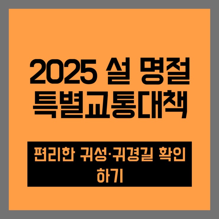  2025년 설 명절 특별교통대책: 편리한 귀성·귀경길 가이드