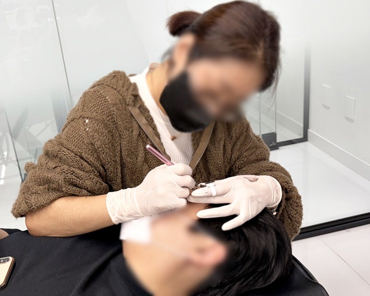  엠보드로우 머신그라데이션 콤보눈썹 음영방법