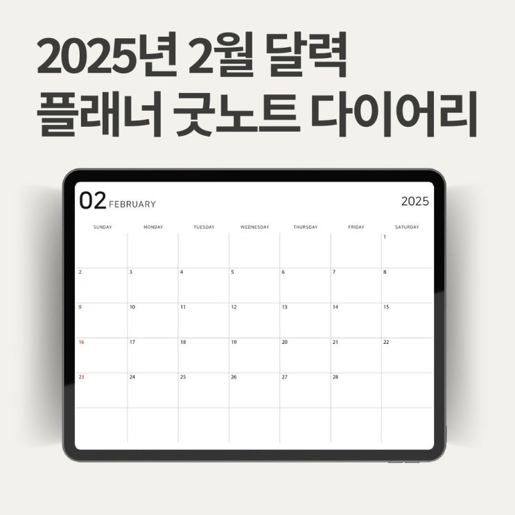  2025년 을사년 푸른뱀띠2월 달력 손 없는 날 먼슬리 플래너 굿노트