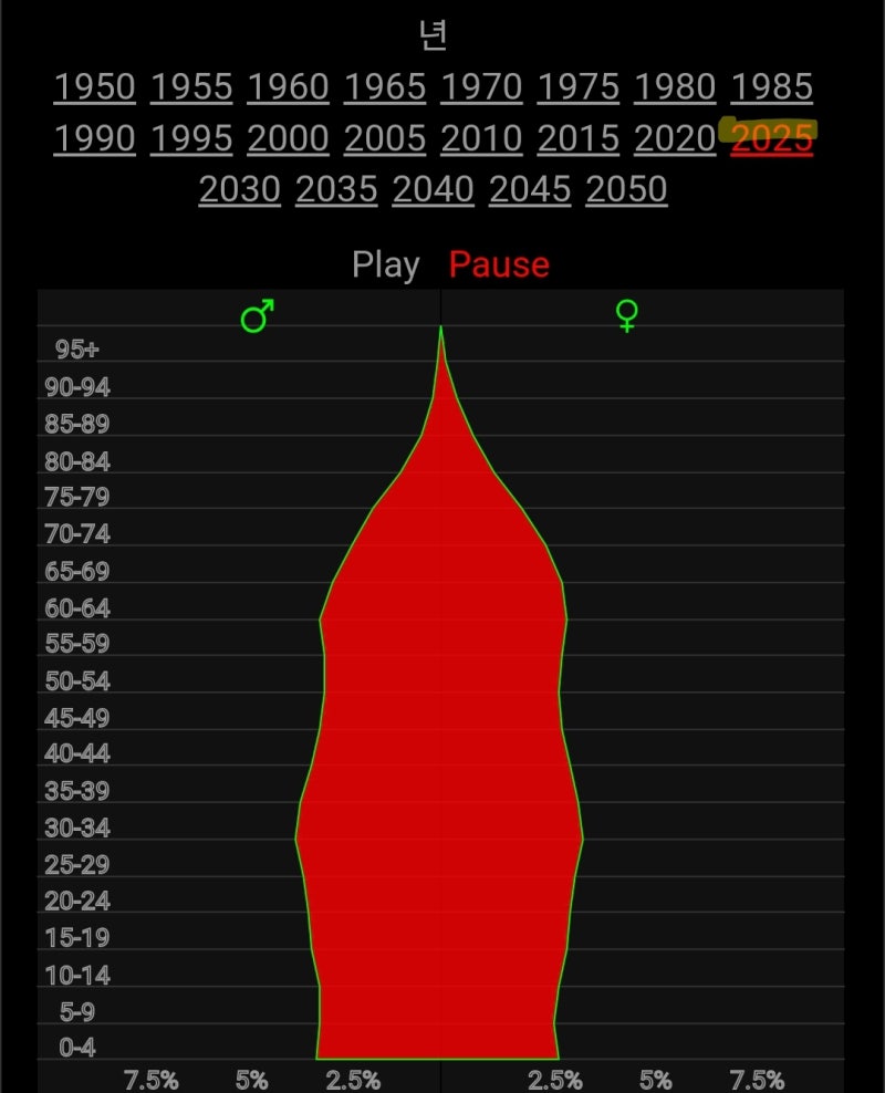 미국 인구 구조] 미국/한국 인구 피라미드 비교(ft. 미국이 부럽다.) : 네이버 블로그