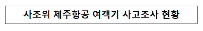 사조위 제주항공 여객기 사고조사 현황 사조위 제주항공 여객기 사고조사 현황