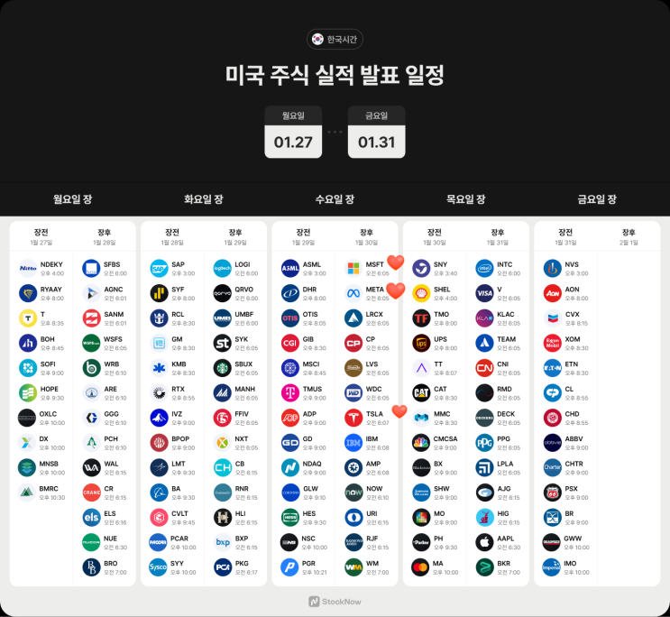  2024년 4분기 미국주식 실적발표 일정 테슬라 메타 마이크로소프트 애플