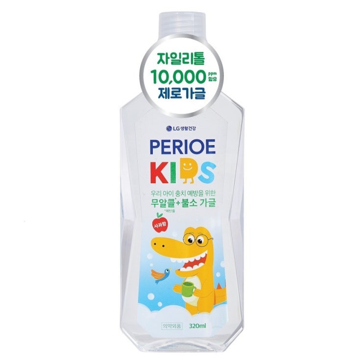  페리오 자일리톨10000 무알콜 제로 어린이 가글 사과향, 320ml, 1개