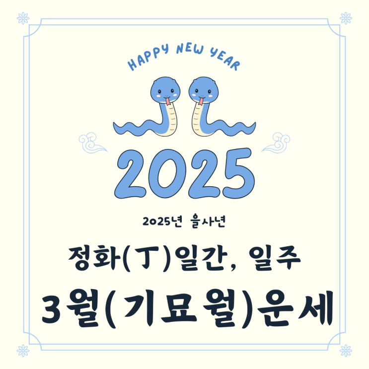  2025년 을사년 3월 기묘월 정화일간 정화일주 운세
