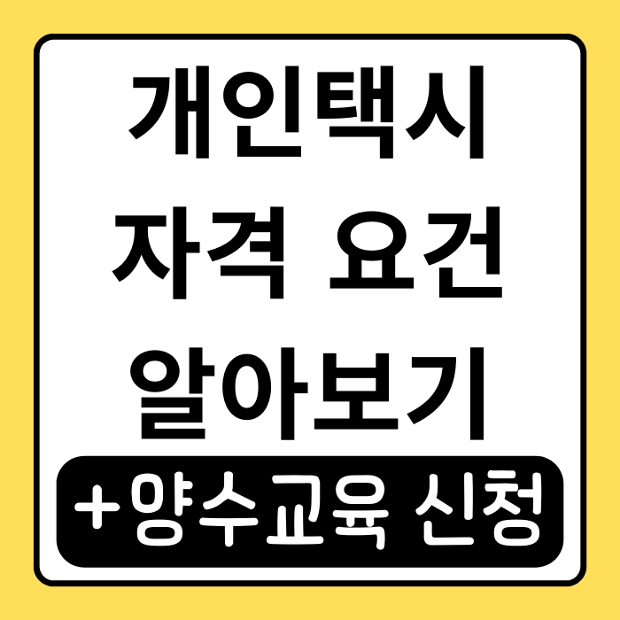 개인택시 자격, 준비하며 알게 된 팁과 필수 정보 개인택시 자격, 준비하며 알게 된 팁과 필수 정보