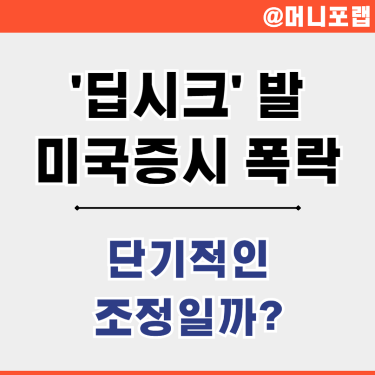  DeepSeek 뜻 '딥시크' 발 AI 미국 주식 증시 폭락 단기적 이슈일까