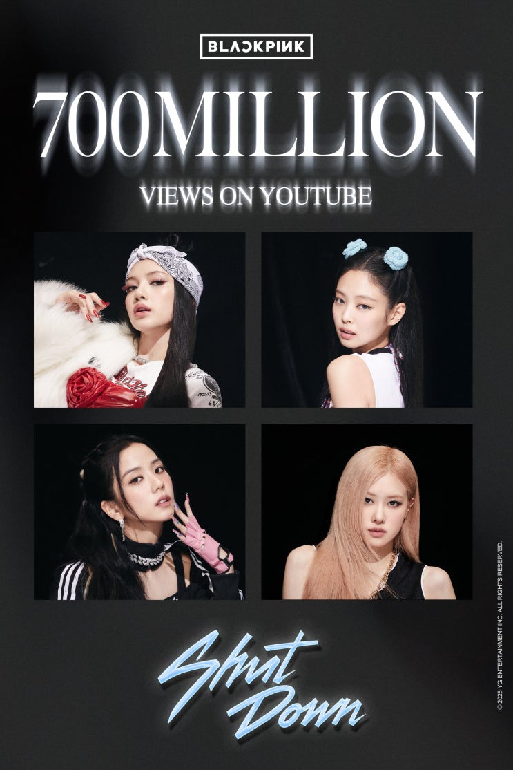  블랙핑크 'Shut Down' 뮤비 7억뷰 돌파 ‘통산 15번째'