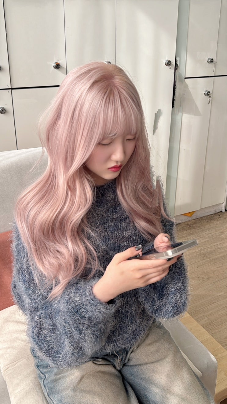  에스파 지젤 염색 /보그헤어배곧점 K원장 /핑크베이지염색