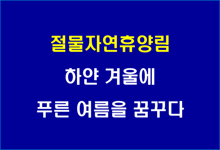  절물자연휴양림, 하얀 겨울에 푸른 여름을 꿈꾸다