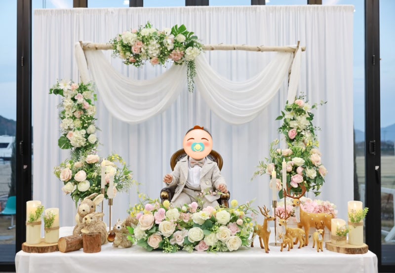 순천 소규모 돌잔치 돌상대여부터 식당까지(순천 봄날 한정식 코스, 최고의날 돌상)