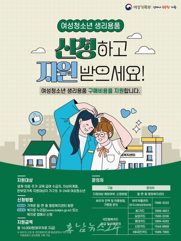  광주시, 취약계층 여성청소년 생리용품 바우처 지원한다