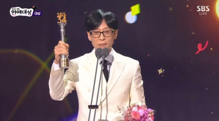 2024 SBS 연예<b>대상</b> 쟁쟁한 후보 속 <b>유재석</b> 20번째 <b>대상</b> 수상... 