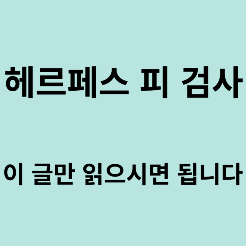 헤르페스 피 검사, 이 글만 읽으시면 됩니다
