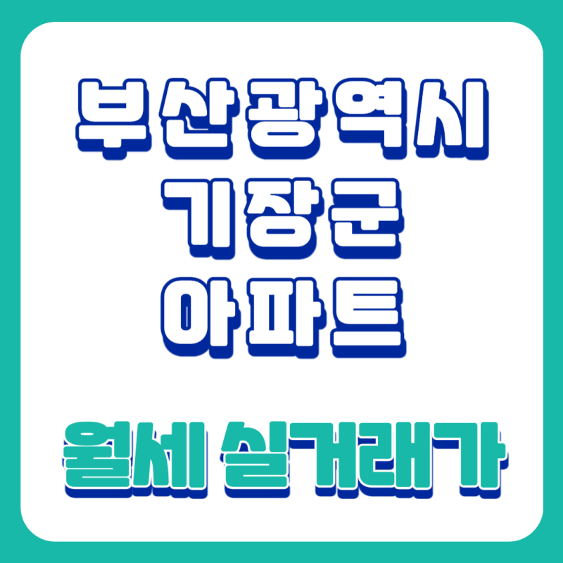 2024년 12월 부산광역시 기장군 아파트 월세 실거래가 가격 비교 및 거래 시세 정보