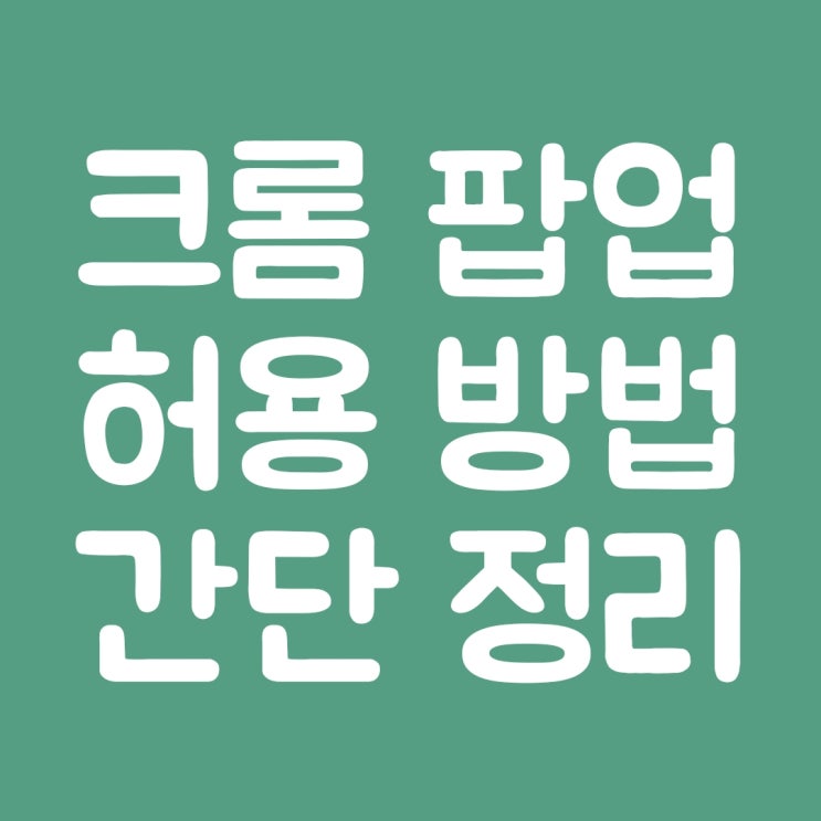  크롬 팝업 허용 간단 방법 정리