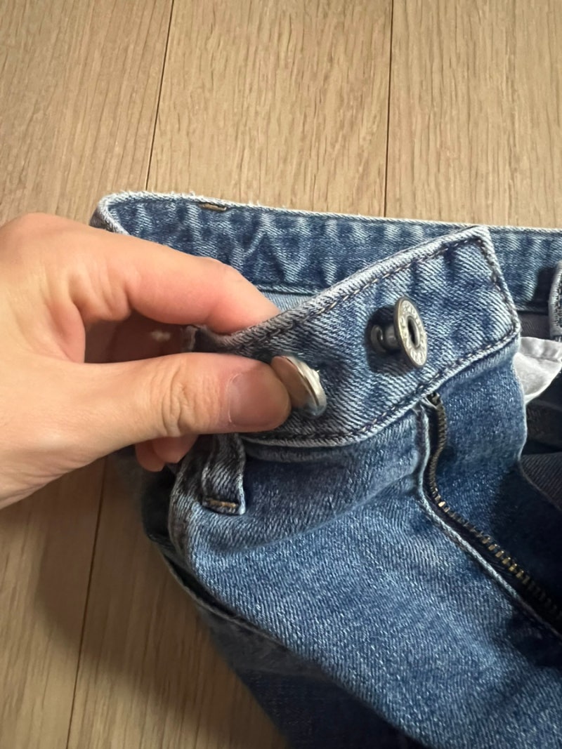 집에서 간단하게 바지 허리수선 하기 - 다이소 요술단추핀