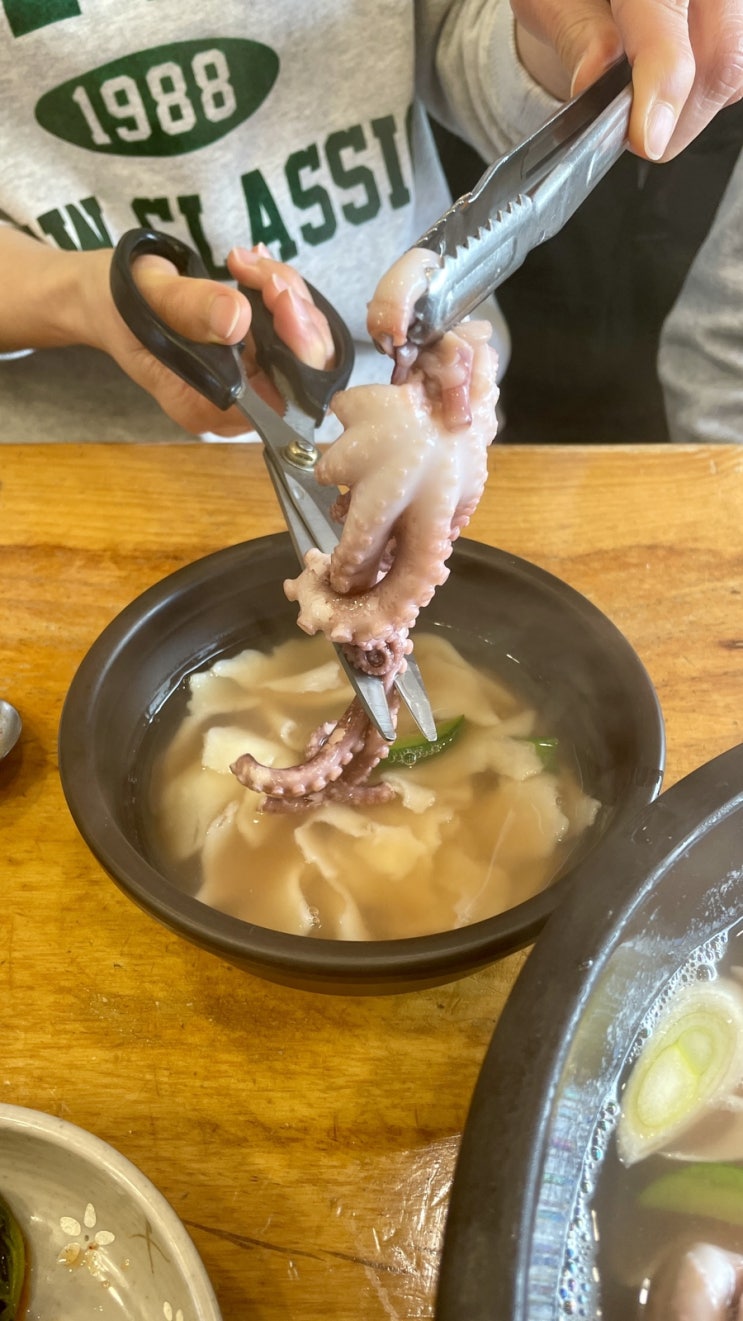 추운겨울 따끈따끈 수제비 불당동 팔미낙지한마리수제비 / 천안식후감