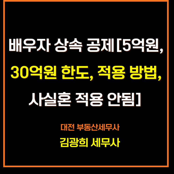  배우자 상속 공제[5억 원, 30억 원 한도, 적용 방법, 사실혼 적용 안됨]
