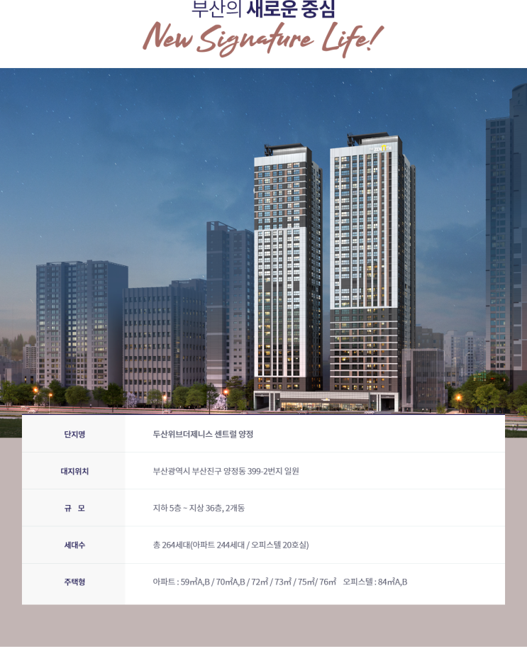 부산진구 / 두산위브더제니스센트럴양정 개요 및 평면안내