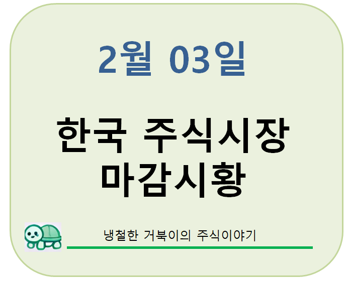  2월 03일(월) 마감 시황