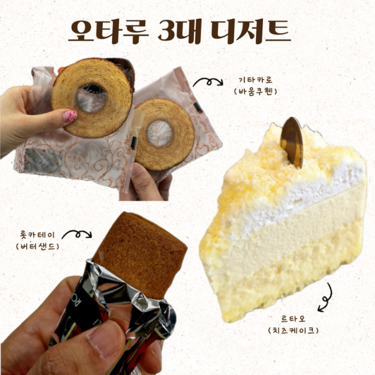오타루 3대 디저트, 르타오 치즈케이크 프로마쥬 기타카로 바움쿠헨 롯카테이 버터샌드 스위츠