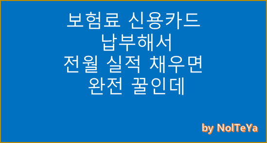 보험료 신용카드 납부해서 전월 실적 채우면 정말 꿀인데...