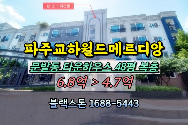  운정 문발동 파주교하월드메르디앙 경매 48평 타운하우스 복층