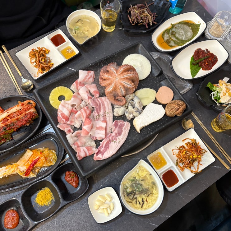  통영 맛집 강구안 근처 현지인 핫플 식당 돌문어삼합 맛집 인생삼겹