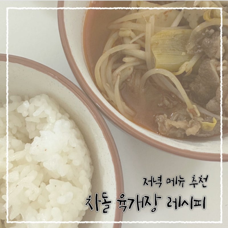 저녁 메뉴 추천 차돌 육개장 레시피