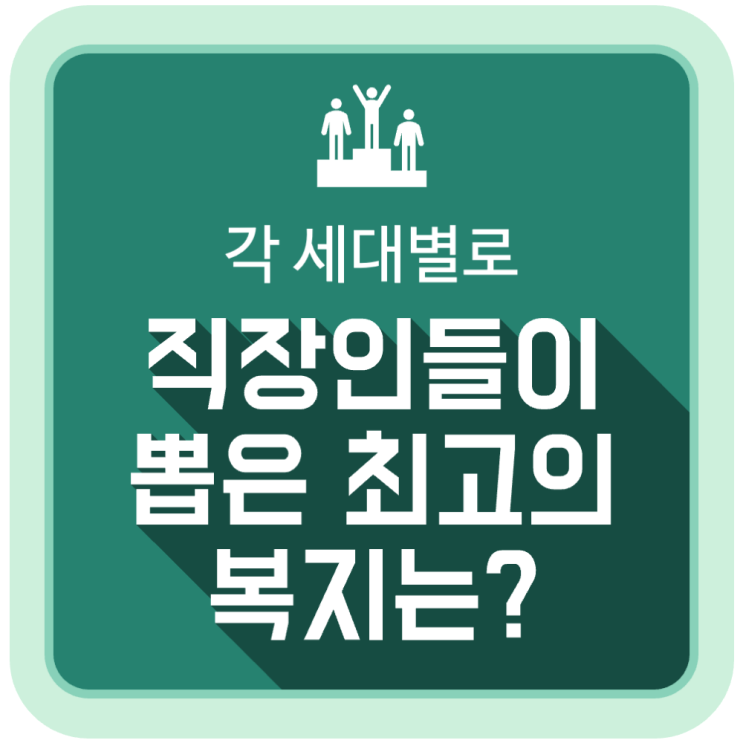 세대별 직장이들이 뽑은 최고의 복지는? 세대별 직장이들이 뽑은 최고의 복지는?