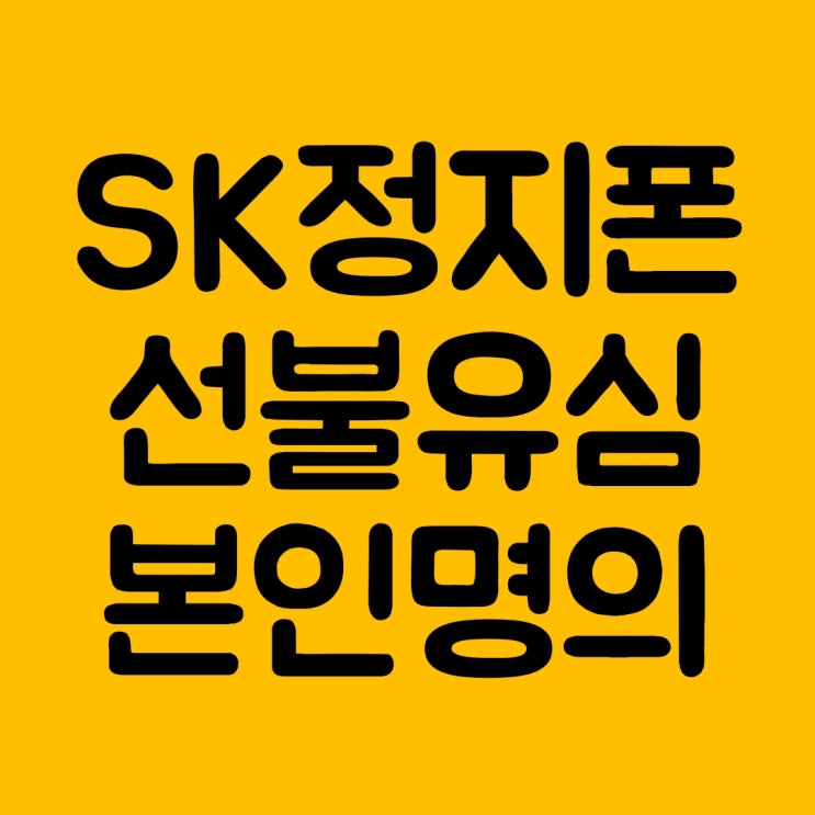  SK정지폰 선불유심 본인명의 개통 방법
