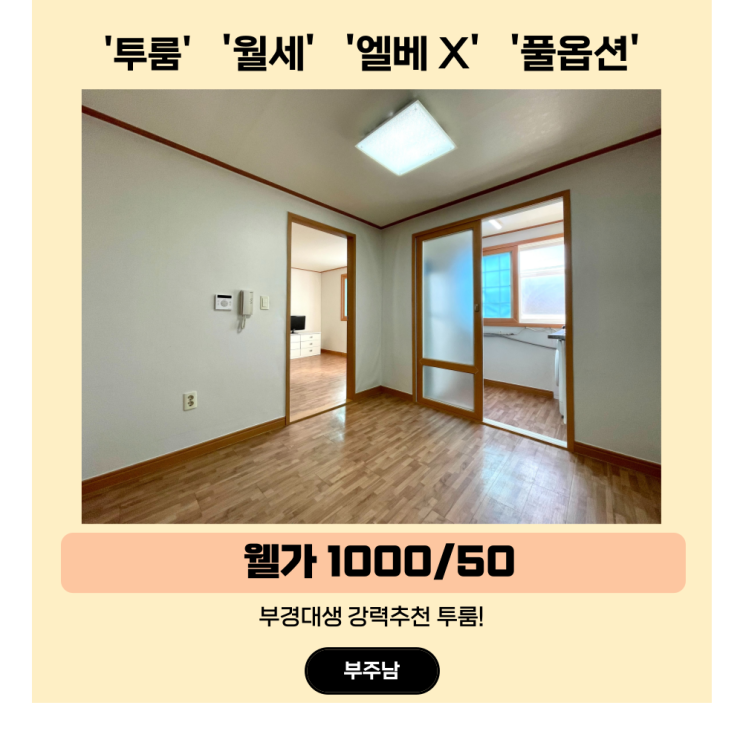  부경대 투룸 월세, 부경대생 통학하기 좋은 투룸 웰가 추천!
