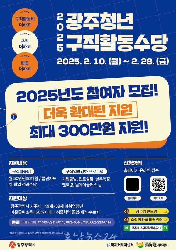  ‘광주 청년 구직활동수당 지원사업’ 강화..미취업청년들 구직수당‧프로그램 확대