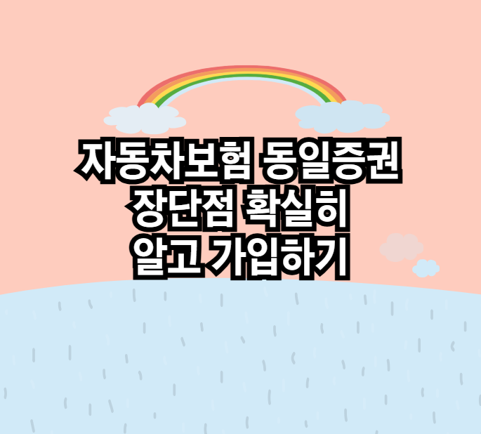 자동차보험 동일증권 장단점 확실히 알고 가입하기