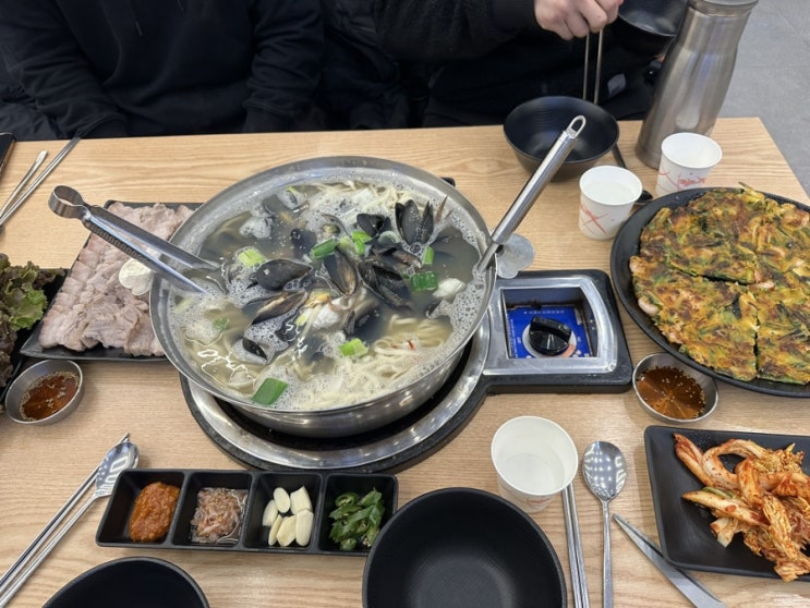  어제 점심 아산 놀이방이 있는 배방 파전 수육 맛집 궁전해물칼국수