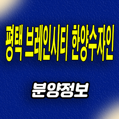  평택 브레인시티 한양수자인 미분양 아파트 8블럭 분양가 공급정보