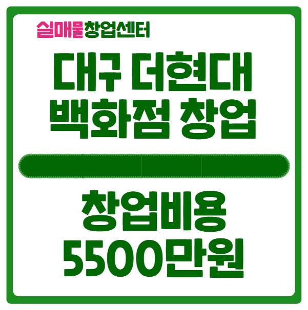 대구 특수상권 창업정보, 더현대백화점 투자비 5500만원 대구 특수상권 창업정보, 더현대백화점 투자비 5500만원