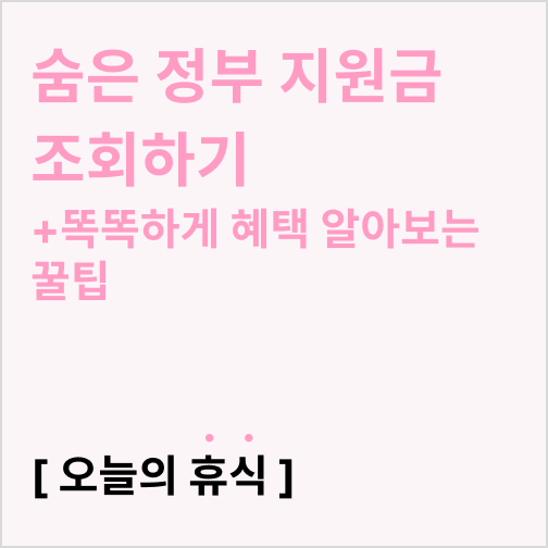  나도 몰랐던 숨은 정부 지원금 신청 및 조회 (+똑똑하게 혜택 알아보는 꿀팁)