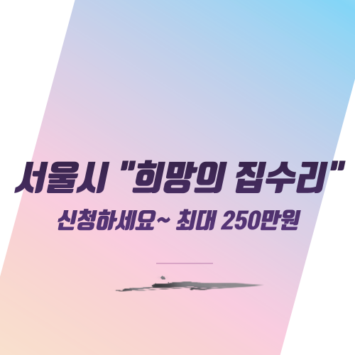  서울시 "희망의 집수리" 신청하세요~ 최대 250만 원