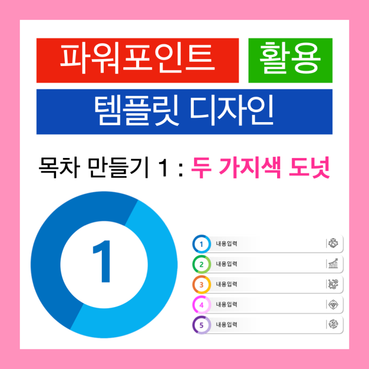 파워포인트 PPT 탬플릿 만들기 : 목차 만들기 1 - 두 가지색 도넛 만들기(맥북 PPT) 파워포인트 PPT 탬플릿 만들기 : 목차 만들기 1 - 두 가지색 도넛 만들기(맥북 PPT)