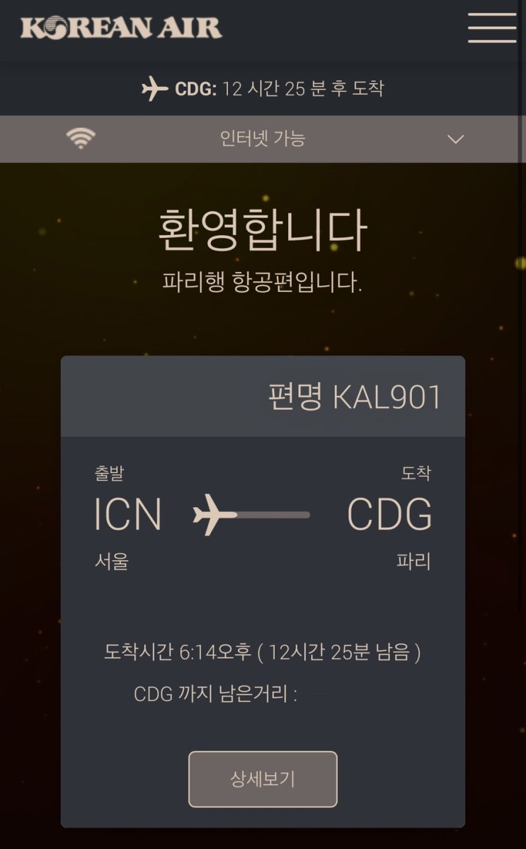파리로 출발 | 대한항공 게이트백 규정, 기내식 & 기내 와이파이
