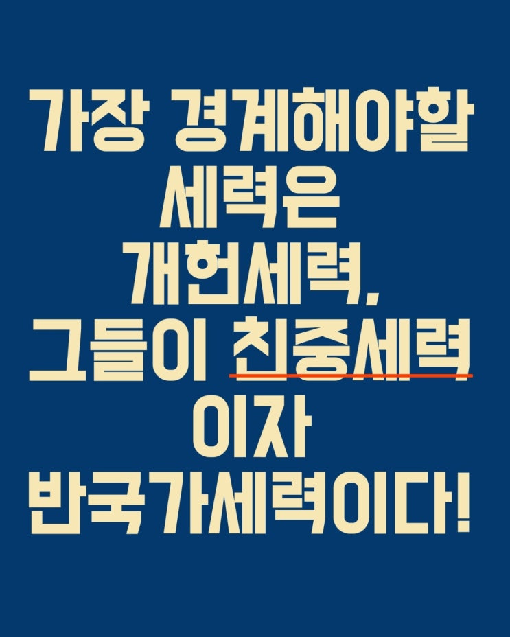 가장 경계해야 하는 세력은 <b>개헌</b>세력이며 그들이 곧... 